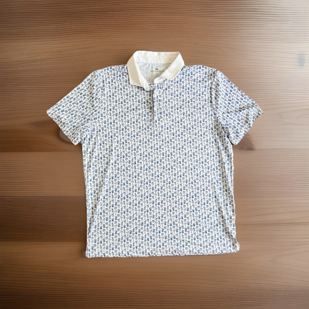 Grayson & Dunn Golf Polo Shirt Mens Large COCKTAILS DRINKS Large All Over Print